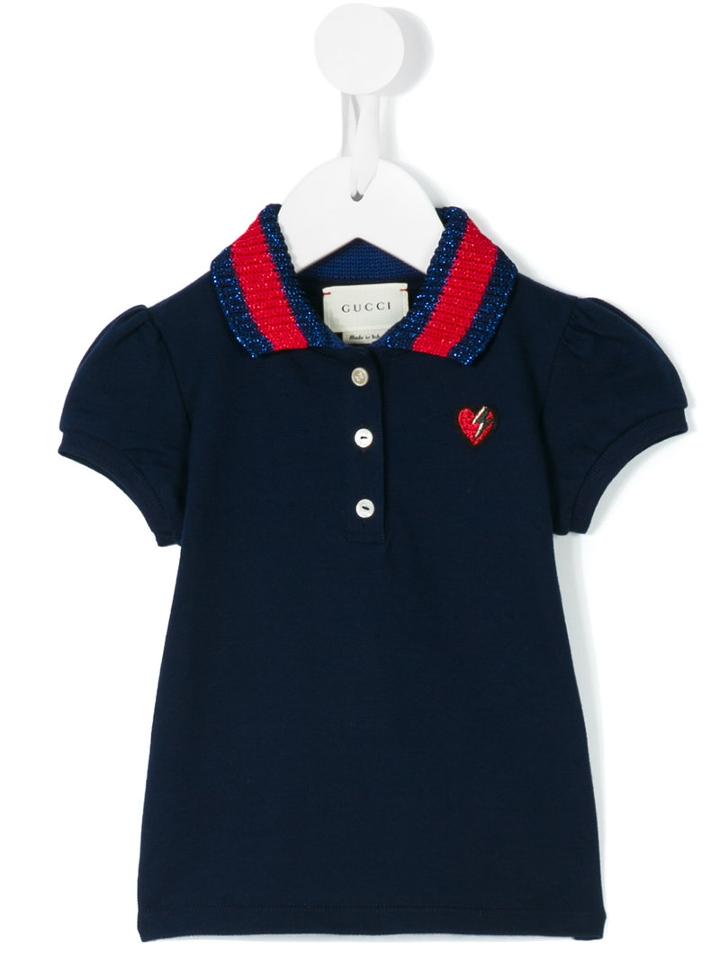 Gucci Kids - Heart Motif Polo Shirt - Kids - Cotton/spandex/elastane/viscose/metallic Fibre - 24-36 Mth, Blue