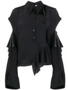 Almaz Ruffled Cold Shoulder Shirt - Black