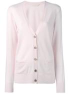 Tory Burch - Buttoned Cardigan - Women - Merino - M, Women's, Pink/purple, Merino