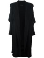 Y's Ribbed Detailing Mid Cardi-coat, Women's, Size: Small, Black, Acrylic/wool/silk/alpaca
