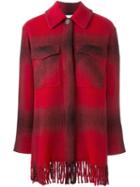 T By Alexander Wang Checked Shirt Coat, Women's, Size: 4, Red, Acrylic/polyamide/polyester/wool