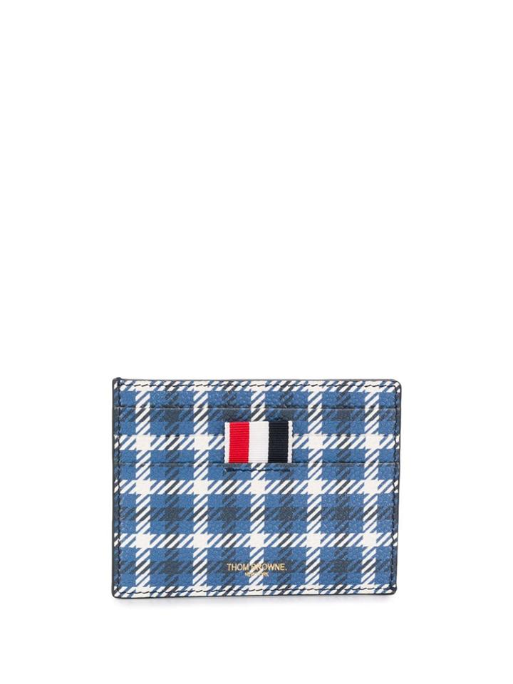 Thom Browne Gun Check Tartan Note Cardholder - Blue