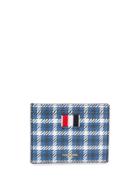Thom Browne Gun Check Tartan Note Cardholder - Blue