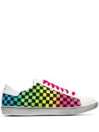 Amiri White Viper Rainbow Check Low-top Leather Sneakers