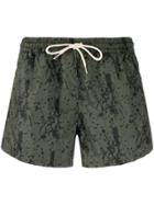 Nos Beachwear Paint Splatter Effect Swim Shorts - Green
