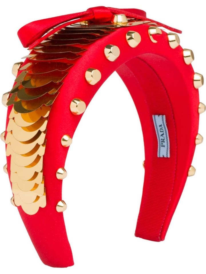 Prada Embellished Headband - Red