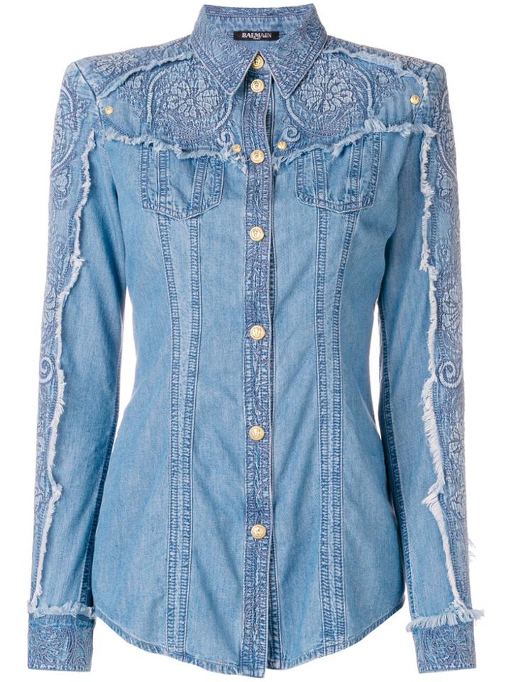 Balmain Fitted Denim Shirt - Blue