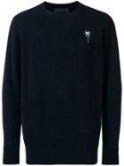 The Elder Statesman Embroidered Palm Tree Jumper - Black