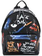 Chiara Ferragni Candy Street Flirting Hand Painted Backpack - Black