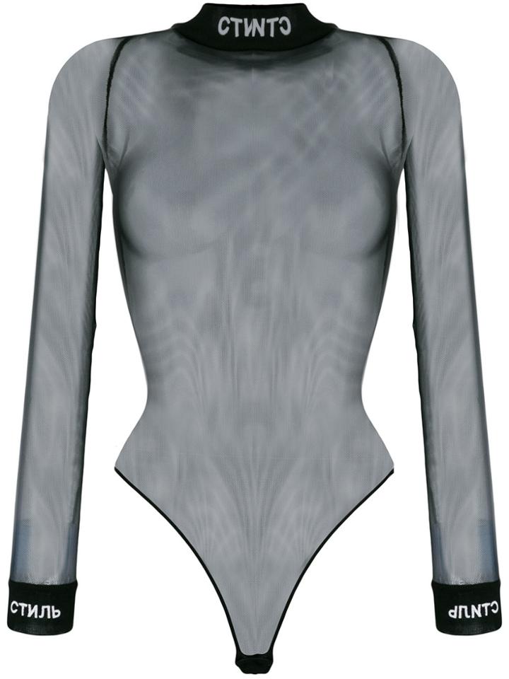 Heron Preston Mesh Turtle-neck Bodysuit - Black