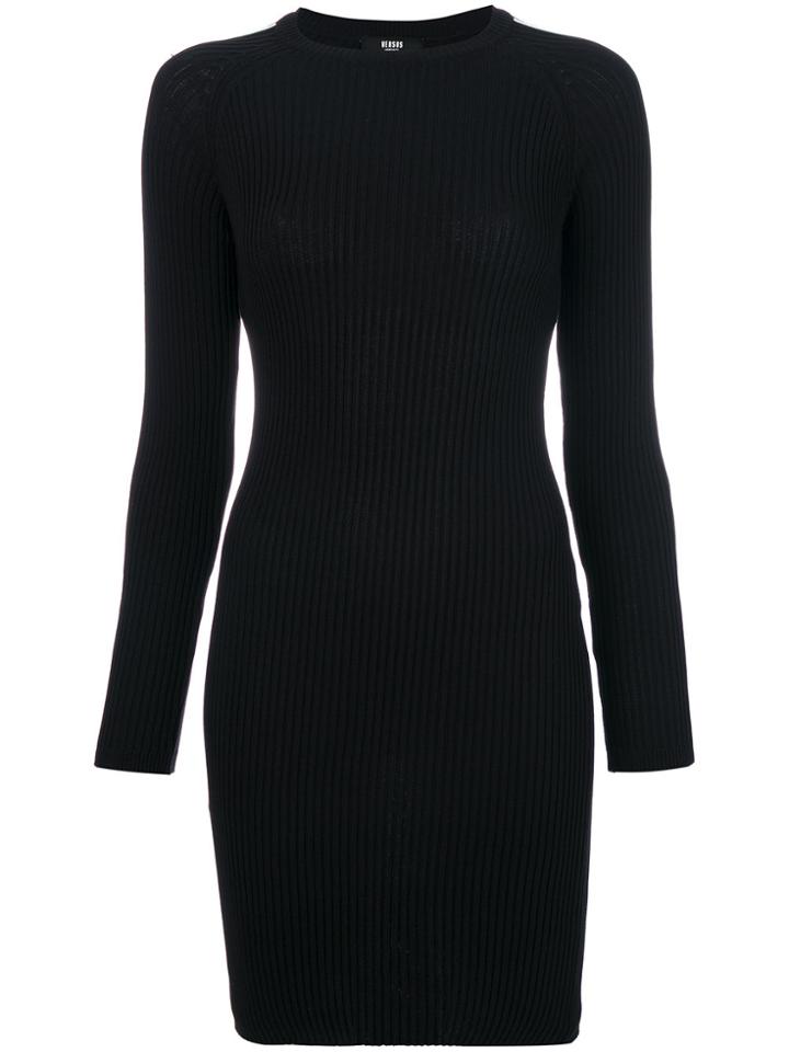 Versus Branded Sleeve Knit Dress - Black