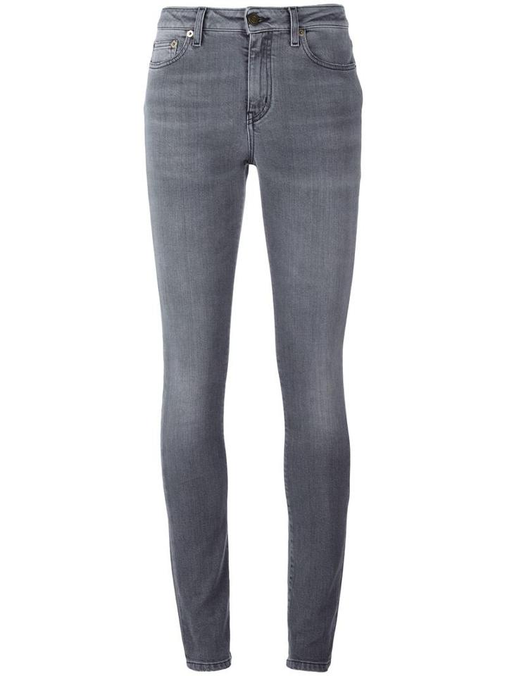 Saint Laurent Skinny Fit Jeans, Women's, Size: 26, Grey, Cotton/spandex/elastane