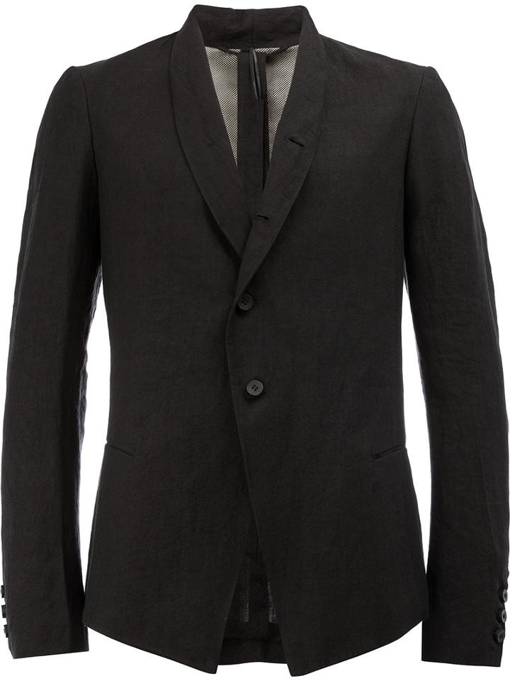Masnada Two-button Blazer, Men's, Size: 48, Black, Cotton/linen/flax/polyester