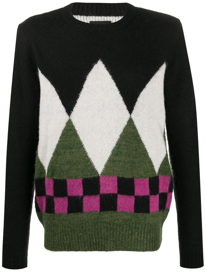 Stussy Mixed-pattern Relaxed-fit Jumper - Black