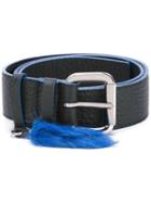 Orciani Pom Pom Belt, Women's, Size: 85, Black, Leather/brass/rabbit Fur