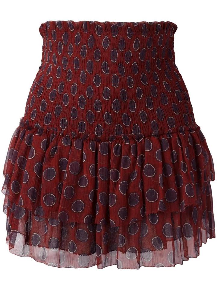 Isabel Marant Étoile Ruffled Layered Skirt, Women's, Size: 38, Red, Silk/viscose