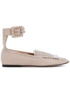 Sergio Rossi Studded Buckle Flats - Nude & Neutrals