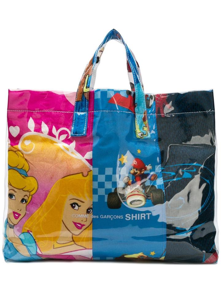 Comme Des Garçons Shirt Pop-culture Printed Tote Bag - Blue