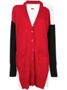 Mm6 Maison Margiela - Long Colour-block Cardigan - Women - Cotton/wool - L, Red, Cotton/wool