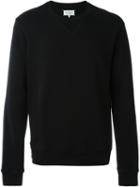 Maison Margiela Crew Neck Sweatshirt, Men's, Size: 48, Black, Cotton/calf Leather