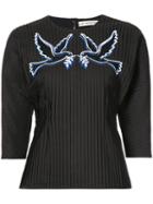 Mary Katrantzou - Pleated Dove Motif Blouse - Women - Cotton/polyester - 10, Women's, Black, Cotton/polyester