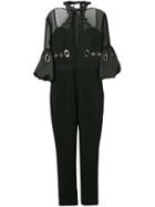 Self-portrait Halterneck Eyelet Jumpsuit - Black