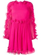 Reinaldo Lourenço Frill Long-sleeve Mini Dress - Pink & Purple
