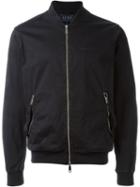 Armani Jeans Washed Effect Bomber Jacket, Men's, Size: 54, Blue, Cotton/spandex/elastane