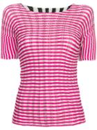 Issey Miyake Vintage Striped Pleated Top - Pink & Purple