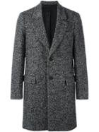 Ami Alexandre Mattiussi Herringbone Overcoat, Men's, Size: 46, Black, Cotton/acrylic/polyamide/wool