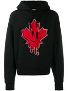 Dsquared2 Leaf Print Hoodie - Black