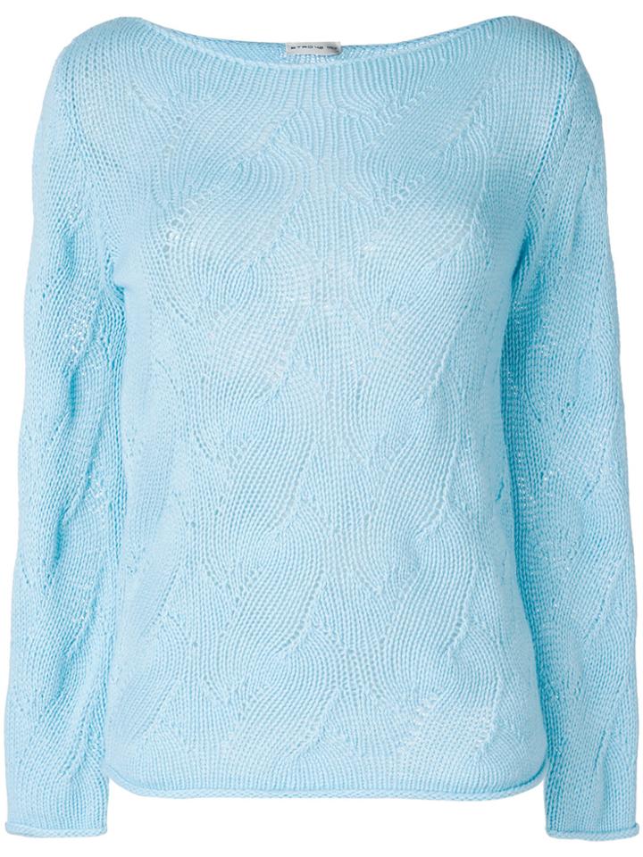 Etro Open Knit Design Sweater - Blue