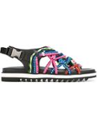 Dsquared2 Strappy Sandals, Men's, Size: 45, Black, Leather/rubber/cotton