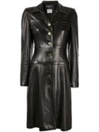 Chanel Pre-owned Cc Logo Long Sleeve Coat Dress - Black