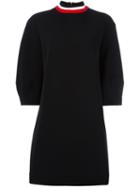 Marni Ribbed Stripe Collar Dress, Women's, Size: 40, Black, Viscose/wool