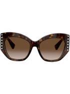 Valentino Eyewear Embellished Tortoiseshell Effect Cat Eye Sunglasses