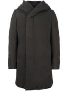 Attachment Hooded Mid-length Coat, Men's, Size: 5, Brown, Feather Down/polyester/wool/cashmere