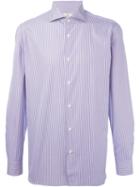 Borrelli Pinstriped Wide Fit Button Down Shirt, Men's, Size: 40, Pink/purple, Cotton