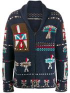 Fortela Intarsia Knit Zip-front Cardigan - Blue