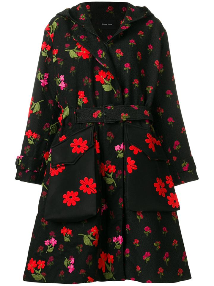 Simone Rocha Floral Coat - Black