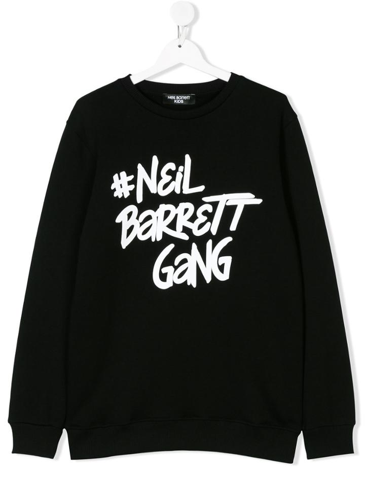 Neil Barrett Kids Teen Logo Print Sweatshirt - Black