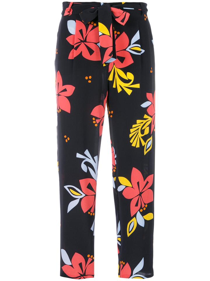 Chinti & Parker Hibiscus Print Trousers - Black