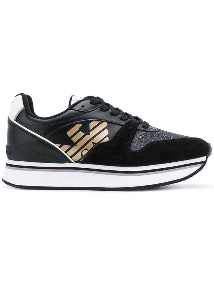Emporio Armani Flatform Logo Sneakers - Black