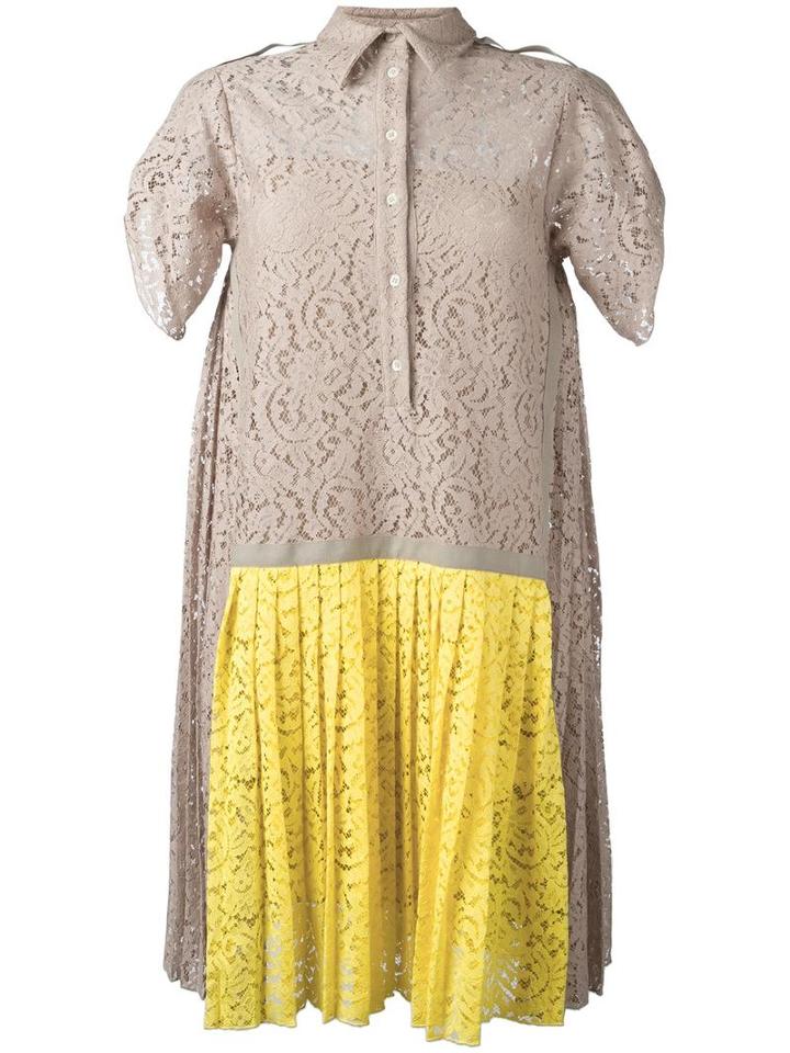 No21 Pleated Detailing Lace Dress, Women's, Size: 46, Cotton/polyamide/acetate/silk