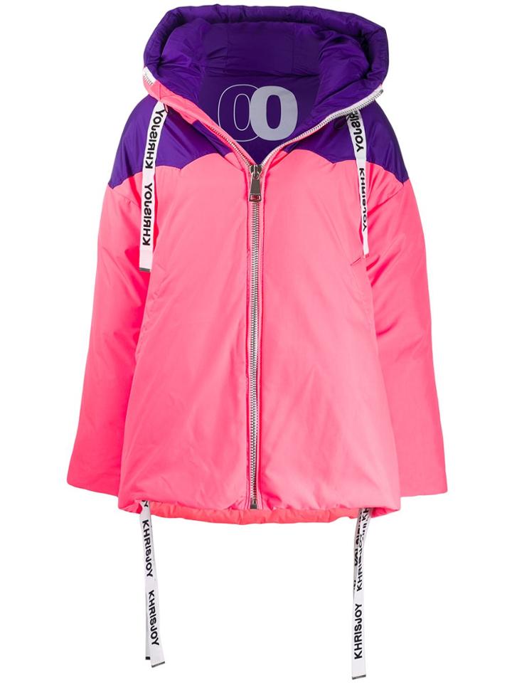 Khrisjoy Colour Block Oversized Puffer Jacket - Pink