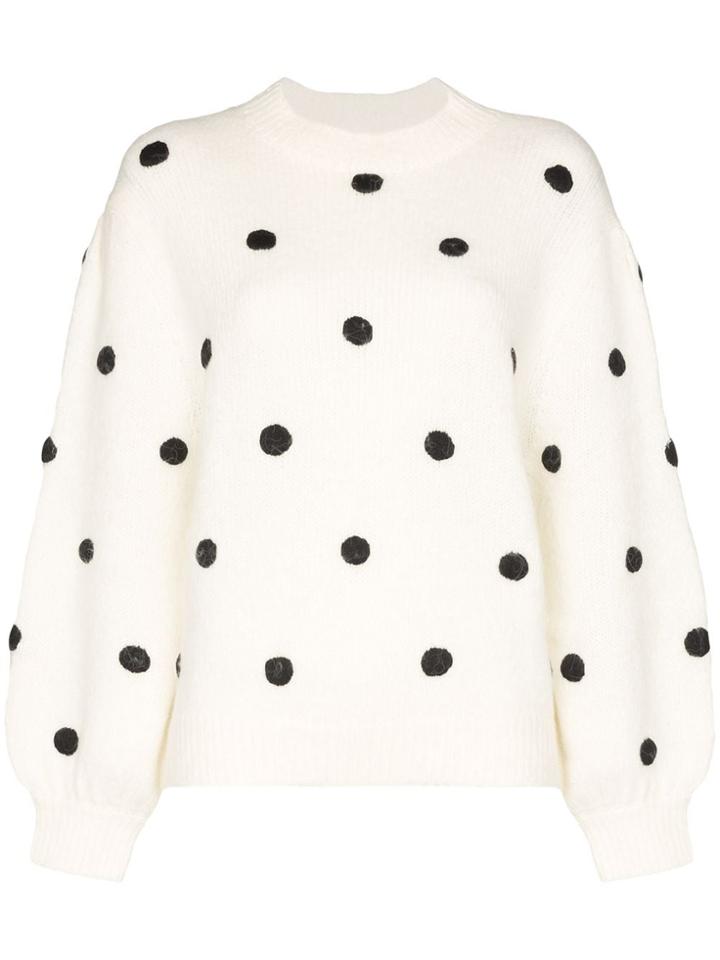 Rixo Ariana Polka-dot Jumper - White