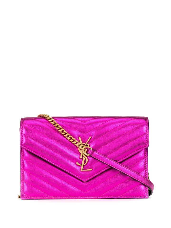 Saint Laurent Monogrammed Envelop Chain Wallet - Pink