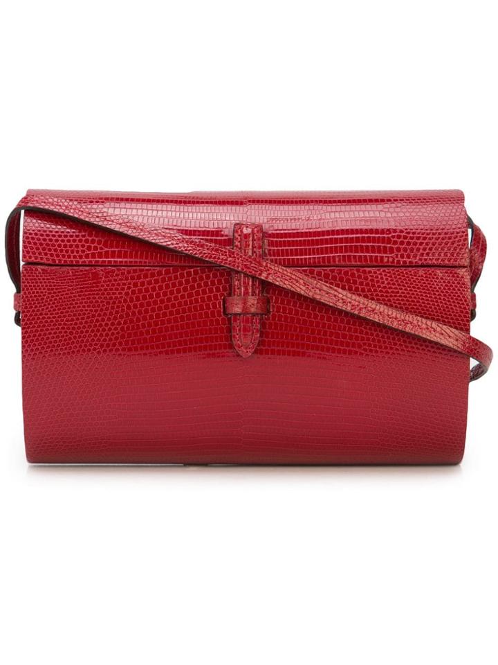 Hunting Season Oval Lizard Effect Shoulder Bag - Red