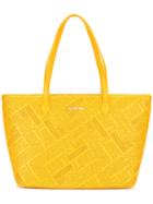 Love Moschino Logo Embossed Tote, Women's, Yellow/orange, Polyurethane