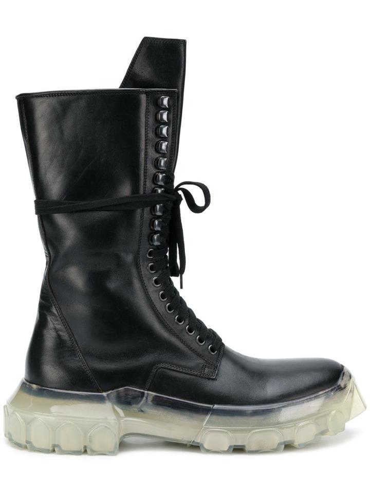 Rick Owens Lace-up Tractor Boots - Black